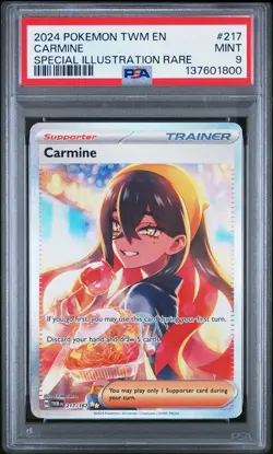 2024 POKEMON TWILIGHT MASQUERADE SPECIAL ILLUSTRATION RARE #217 CARMINE PSA 9 - Image 1