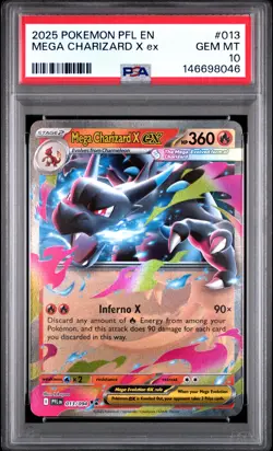 2025 POKEMON PFL EN-PHANTASMAL FLAMES #013 MEGA CHARIZARD X EX PSA 10 - Image 1