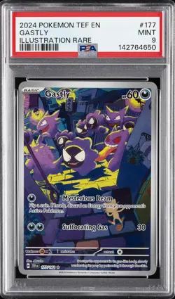 2024 POKEMON TEF EN-TEMPORAL FORCES ILLUSTRATION RARE #177 GASTLY PSA 9 - Image 1