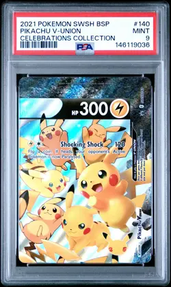 2021 POKEMON SWSH PROMO CELEBRATIONS COLLECTION #140 PIKACHU V-UNION PSA 9 - Image 1