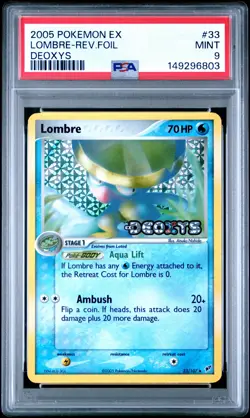 2005 POKEMON EX DEOXYS #33 LOMBRE-REVERSE FOIL PSA 9 - Image 1