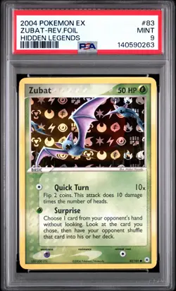 2004 POKEMON EX HIDDEN LEGENDS #83 ZUBAT-REVERSE FOIL PSA 9 - Image 1