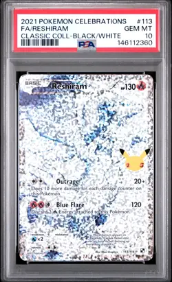 2021 POKEMON CELEBRATIONS CLASSIC COLLECTION #113 FULL ART/RESHIRAM PSA 10 - Image 1