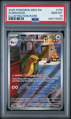 2025 POKEMON MEG EN-MEGA EVOLUTION ILLUSTRATION RARE #153 GUMSHOOS PSA 10 - Image 1