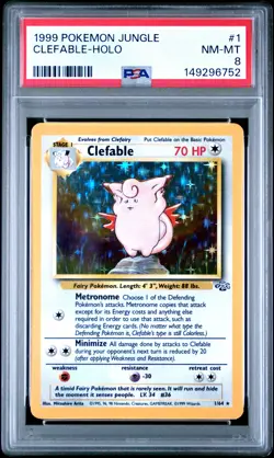 1999 POKEMON JUNGLE #1 CLEFABLE-HOLO PSA 8 - Image 1
