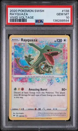 2020 POKEMON SWORD & SHIELD VIVID VOLTAGE #138 RAYQUAZA PSA 10 - Image 1