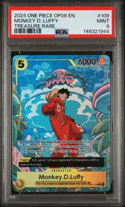 2024 ONE PIECE OP08-TWO LEGENDS TREASURE RARE #109 MONKEY D. LUFFY PSA 9 - Image 1