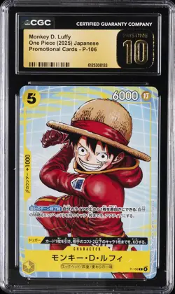 2025 ONE PIECE JAPANESE PROMO CARDS #P-106 MONKEY D. LUFFY CGC 10 PRISTINE - Image 1