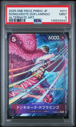 2025 ONE PIECE JAPANESE PRB02-ALTERNATE ART #011 DONQUIXOTE DOFLAMINGO PSA 9 - Image 1