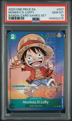 2023 ONE PIECE PROMOS BANDAI CARD GAMES SET #037 MONKEY D. LUFFY PSA 10 - Image 1
