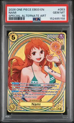 2026 ONE PIECE EB03-HEROINES EDITION SPECIAL ALTERNATE ART #053 NAMI PSA 10 - Image 1