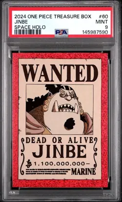 2024 PANINI ONE PIECE TREASURE BOX CARD COLL SPACE HOLO #60 JINBE /90 PSA 9 - Image 1