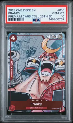 2023 ONE PIECE PREMIUM BANDAI CARD COLLECTION 25TH EDITION #010 FRANKY PSA 10 - Image 1