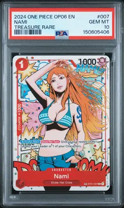 2024 ONE PIECE OP06-WINGS OF THE CAPTAIN TREASURE RARE #007 NAMI PSA 10 - Image 1
