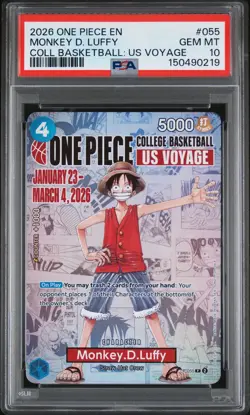 2026 ONE PIECE PROMOS COLLEGE BASKETBALL : US VOYAGE MONKEY D. LUFFY PSA 10 - Image 1