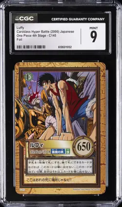 2000 CARDDASS HYPER BATTLE JAPANESE ONE PIECE 4TH STAGE, FOIL #C145 LUFFY CGC 9 - Image 1