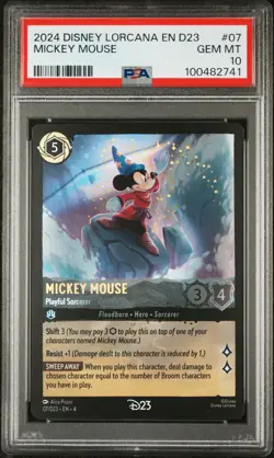 2024 DISNEY LORCANA EN D23 EXPO PROMO MICKEY MOUSE PLAYFUL SORCERER PSA 10 - Image 1