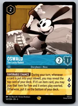 Oswald The Lucky Rabbit 142/204 Azurite Sea Disney Lorcana NM Rare Card - Image 1