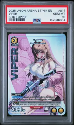 2025 UNION ARENA UE14BT/NIK GODDESS OF VICTORY: NIKKE BOX TOPPER VIPER PSA 10 - Image 1