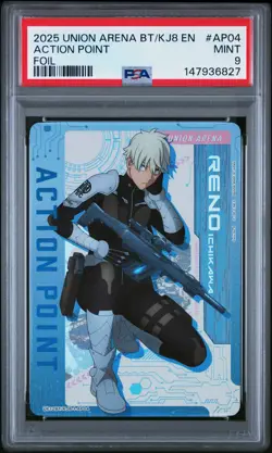 2025 UNION ARENA UE12BT/KJ8 KAIJU NO. 8 FOIL #AP04 ACTION POINT PSA 9 - Image 1
