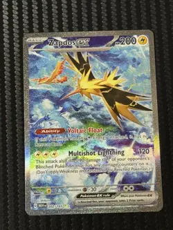 Pokemon Zapdos ex Ultra Rare Full Art Holo Card 202/165 Scarlet & Violet 151 EX - Image 1