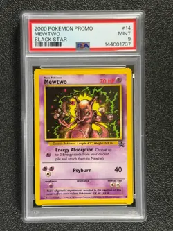 2000 Pokemon Promo #14 MEWTWO Black Star WOTC Common Base Set Pokemon Card PSA 9 - Image 1