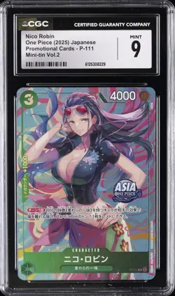 2025 ONE PIECE JAPANESE PROMO CARDS MINI-TIN VOL.2 #P-111 NICO ROBIN CGC 9 - Image 1