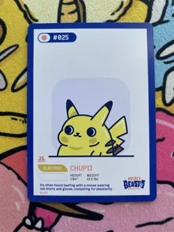 Pocket Beasts by Jolly Beast - 1st Edition - Chupii (Pikachu) Fan Art Card - Image 1