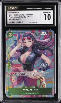 2025 ONE PIECE JAPANESE PROMO CARDS MINI-TIN VOL.2 #P-111 NICO ROBIN CGC 10 - Image 1