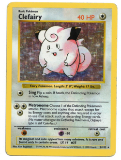Pokemon Card: Clefairy HOLO 5/102 Shadowless Base Set Vintage Rare! GD - Image 1