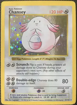 Chansey 003/102 Base Set (Shadowless) Holo - Pokemon Card - Image 1