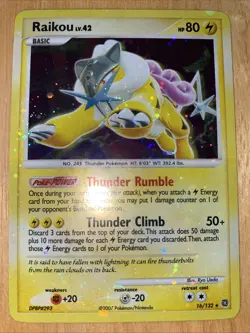 RAIKOU 16/132 LV.42 Secret Wonders Holo Bleed Holo Error Rare Pokemon Card LP - Image 1