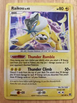 RAIKOU 16/132 LV.42 Secret Wonders Holo Bleed Holo Error Rare Pokemon Card LP - Image 4