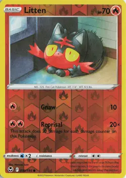 Litten Reverse Holo Common – SWSH12: Silver Tempest #030/195 Pokemon TCG - Image 1