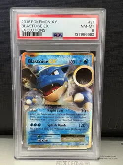 Blastoise EX 21/108 Evolutions Holo PSA 8 Pokemon TCG - Image 1