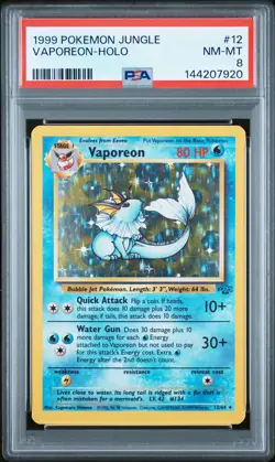 1999 POKEMON JUNGLE #12 VAPOREON-HOLO PSA 8 - Image 1