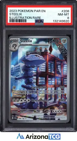 Pokemon 2023 Steelix 208/182 Full Art Illustration Rare Paradox Rift PSA 8 - Image 1