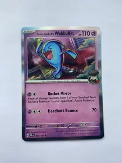 Pokemon TCG Team Rocket's Wobbuffet 082/182 Destined Rivals Holo Rare - Image 1