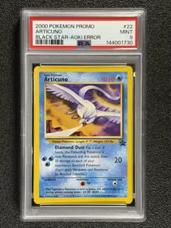 2000 Pokemon Promo #22 ARTICUNO Black Star Aoki Error Basic Pokemon Card PSA 9 - Image 1