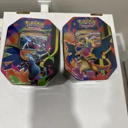 Pokemon TCG Mega Charizard X & Y Mega Evolution Tin Set - 2 Tins -New & Sealed - Image 1