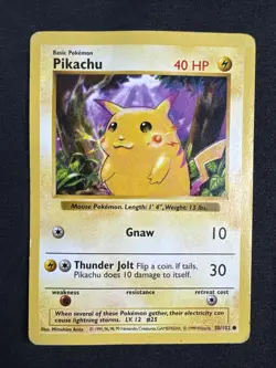 1999 Pokemon Base Set Shadowless Pikachu Red Cheeks 58/102 Vintage - Image 1