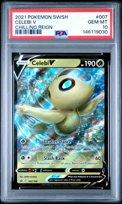 2021 POKEMON SWORD & SHIELD CHILLING REIGN #007 CELEBI V PSA 10 - Image 1