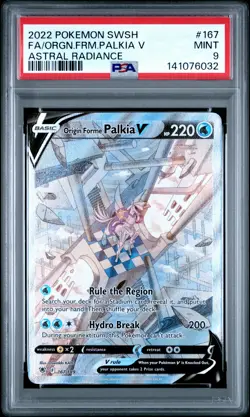 2022 POKEMON SWORD & SHIELD ASTRAL RADIANCE FULL ART/ORIGIN FORME PALKIA V PSA 9 - Image 1
