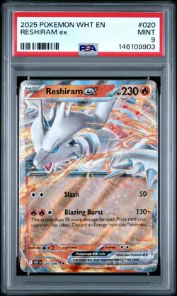 2025 POKEMON WHT EN-WHITE FLARE #020 RESHIRAM EX PSA 9 - Image 1