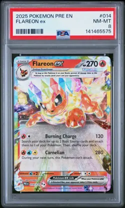 2025 POKEMON PRE EN-PRISMATIC EVOLUTIONS #014 FLAREON EX PSA 8 - Image 1