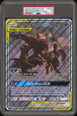 2020 POKEMON SM BLACK STAR PROMO JUMBO #SM241 UMBREON & DARKRAI GX PSA 5 - Image 1