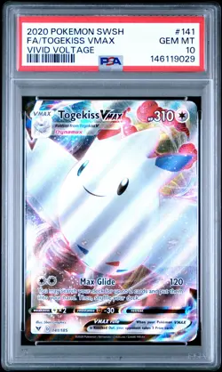 2020 POKEMON SWORD & SHIELD VIVID VOLTAGE #141 FULL ART/TOGEKISS VMAX PSA 10 - Image 1