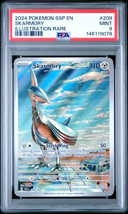 2024 POKEMON SSP EN-SURGING SPARKS ILLUSTRATION RARE #209 SKARMORY PSA 9 - Image 1