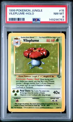 1999 POKEMON JUNGLE #15 VILEPLUME-HOLO PSA 8 - Image 1