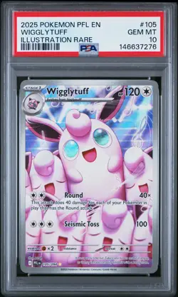 2025 POKEMON PFL EN-PHANTASMAL FLAMES ILLUSTRATION RARE #105 WIGGLYTUFF PSA 10 - Image 1